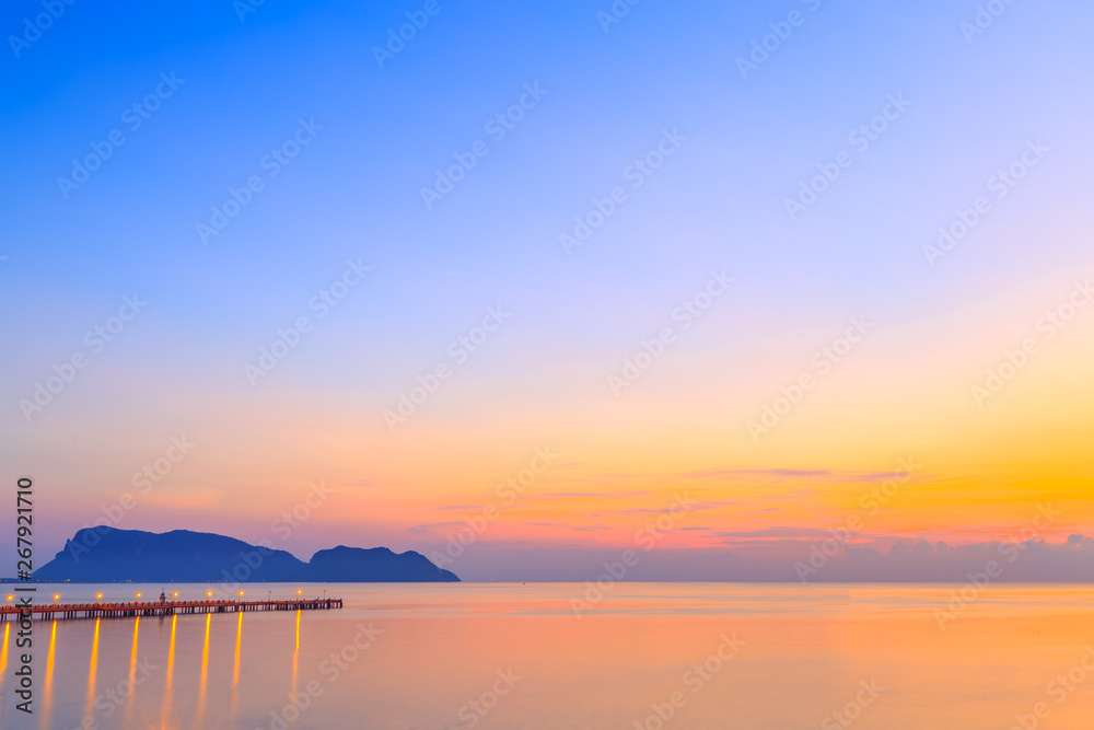 Beautiful sunrise over the sea at Prachuap Khiri Khan Province , southern of Thailand Beautiful sunrise over the sea at Prachuap Khiri Khan Province , southern of Thailand