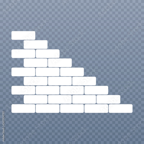 Brick wall icon. Vector illustration of brickwork icon in flat design on transparent background. - Vector