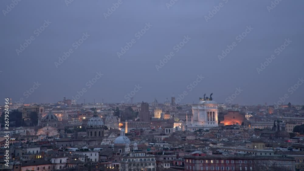 Timelapse. Aerial view of Rome skyline cityscape at sunset. Timelapse. Aerial view of Rome skyline cityscape at sunset.