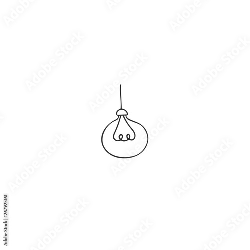 Vector hand drawn icon. A light bulb, symbol of creative idea.