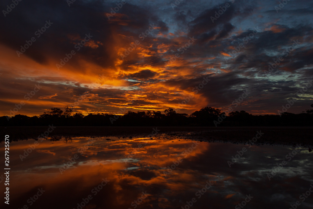 beautiful Panoramic sunset in the queensland outback 200 km north of cloncurry, queensland australia