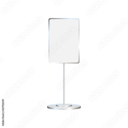 Stand signage with blank screen. Advertising signage mockup. Vector stock illustration.