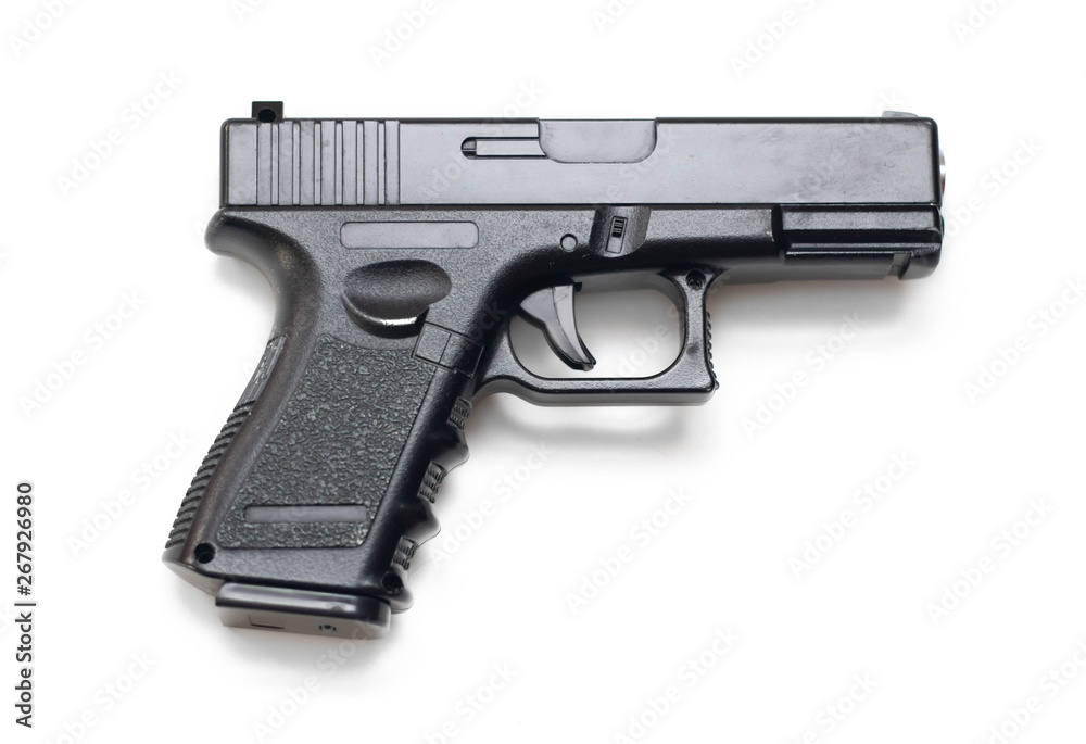 Black gun pistol isolated on white background Black gun pistol isolated on white background