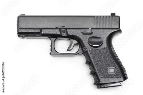 Obraz na plátně Black gun pistol isolated on white background