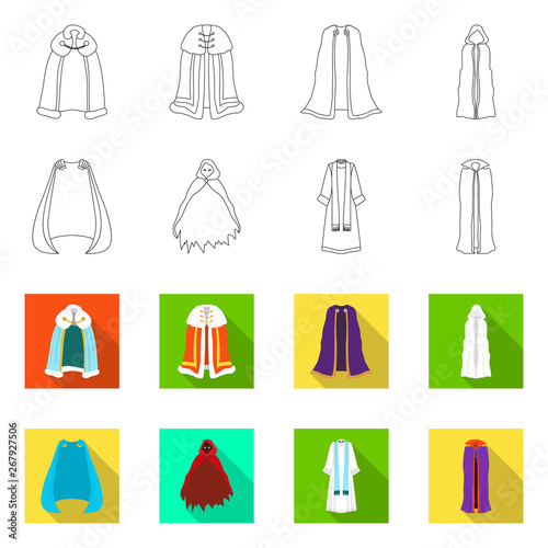 Vector design of material and clothing icon. Collection of material and garment stock symbol for web.