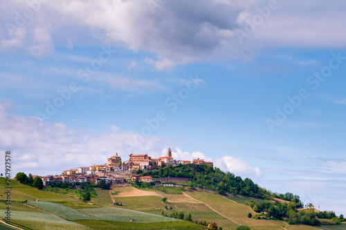 La Morra vineyards hills. Langhe, Piedmont, Italy, , Unesco heritage. Viticulture, Langhe, Piedmont, Italy, Unesco heritage. Barolo, Nebbiolo, Dolcetto, Barcaresco red wine. photo