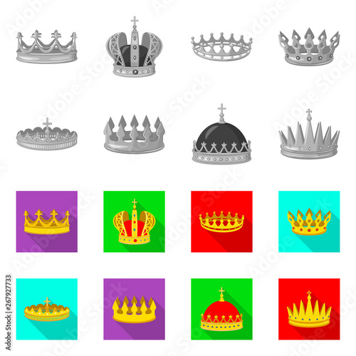 Vector design of medieval and nobility logo. Collection of medieval and monarchy stock vector illustration.