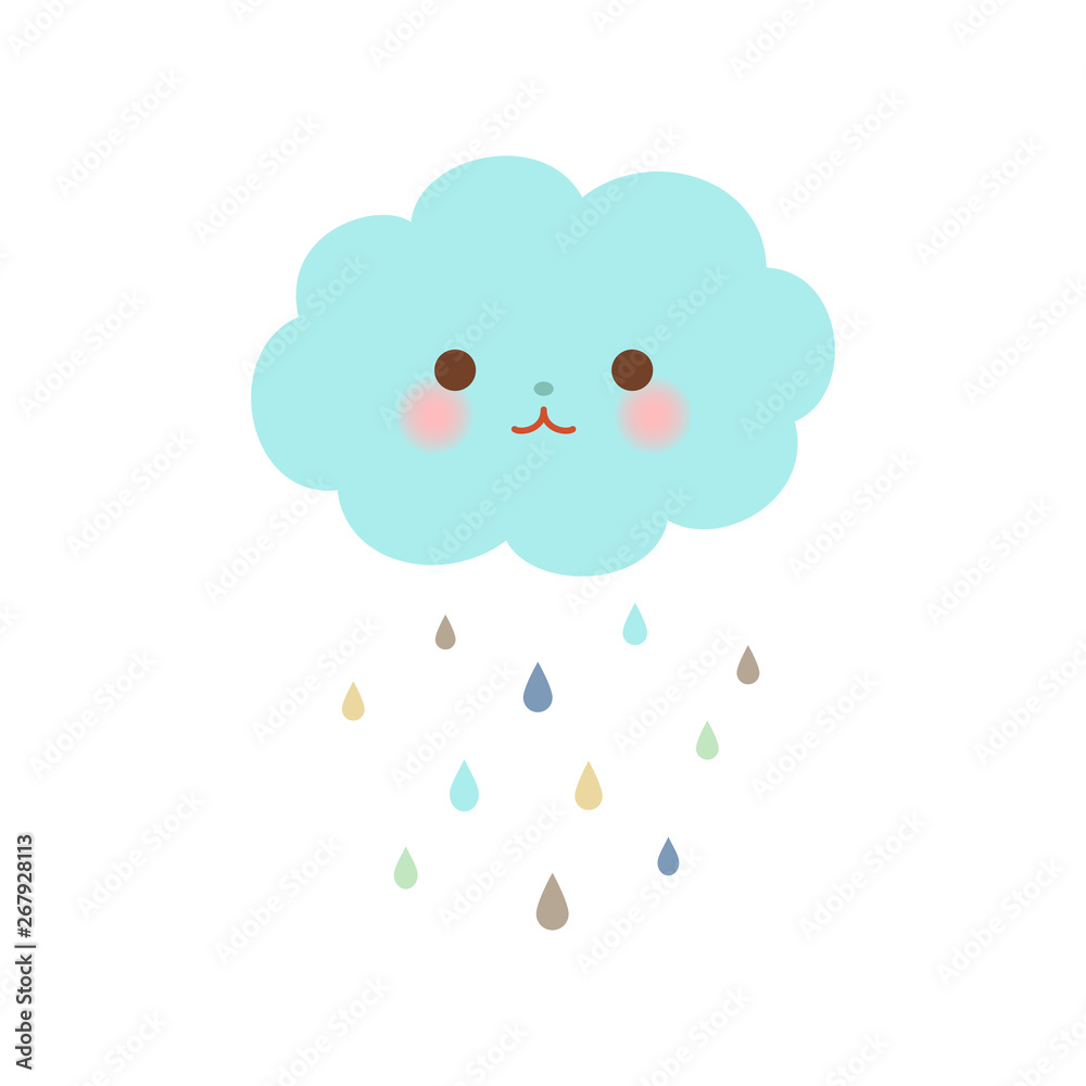 Cute cloud with raindrops Cute cloud with raindrops
