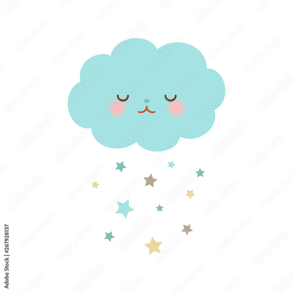Cute cloud with stars