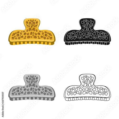 Isolated object of comb and hairpins logo. Collection of comb and clip vector icon for stock.