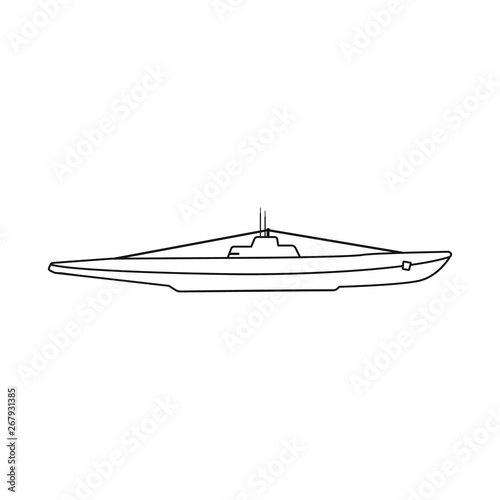 Vector design of boat and navy sign. Set of boat and deep vector icon for stock.