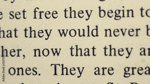 English text extreme close up panorama