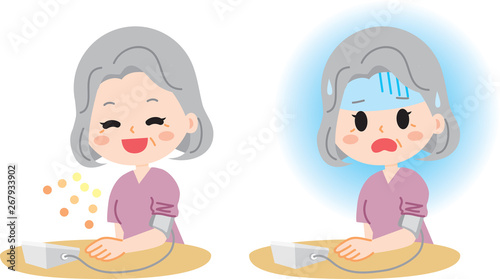 Senior woman set to measure blood pressure