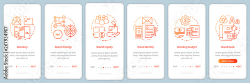 Branding onboarding mobile app page screen, linear concepts