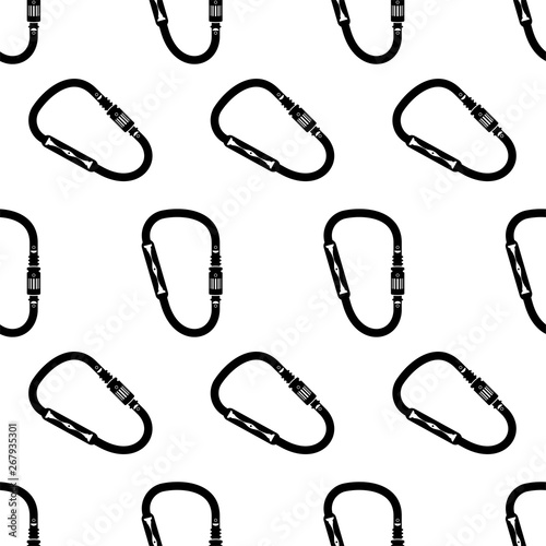 Carabiner Icon Seamless Pattern, Karabiner Icon, Metal Loop With A Spring Loaded Gate