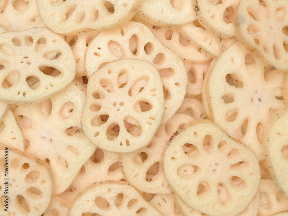 Cooking ingredient, slices of lotus root Cooking ingredient, slices of lotus root