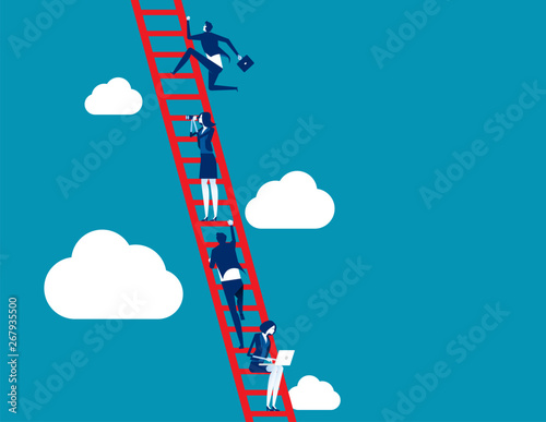 Business process and teamwork. Concept business vector illustration, Ladder, Achievement, Aspirations, Growth.