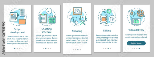 Video production onboarding mobile app page screen vector template