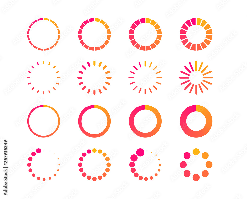 Load or preloader icon. Download or upload status. Loading sign. Circle website buffer loader icon. Load progress bar vector