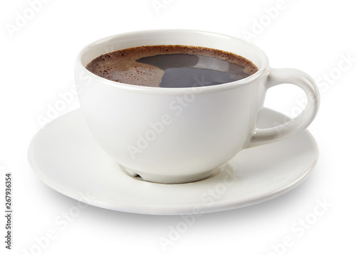 A cup of coffee isolated on white background.