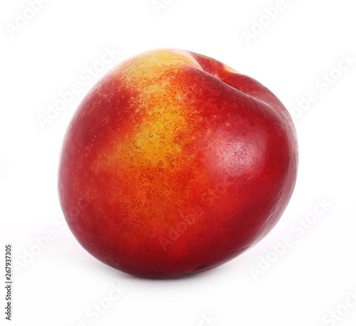 Fresh ripe peach fruit isolated on white background