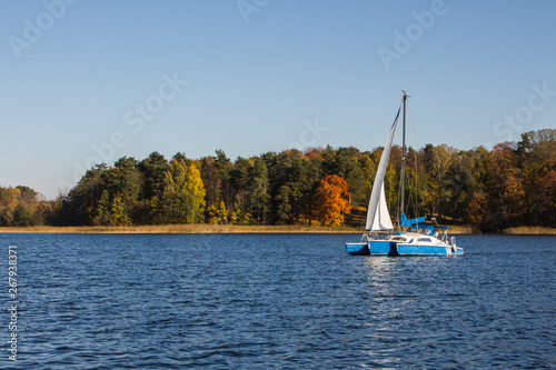 Photos Sailing trimaran on Lake Galve in Trakai. Lithuania