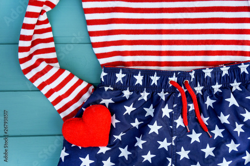 Modern clothing in national american colors - stripes and stars photo