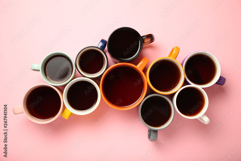 Black tea (coffee) in bright cups, office break, team building. Black tea (coffee) in bright cups, office break, team building.