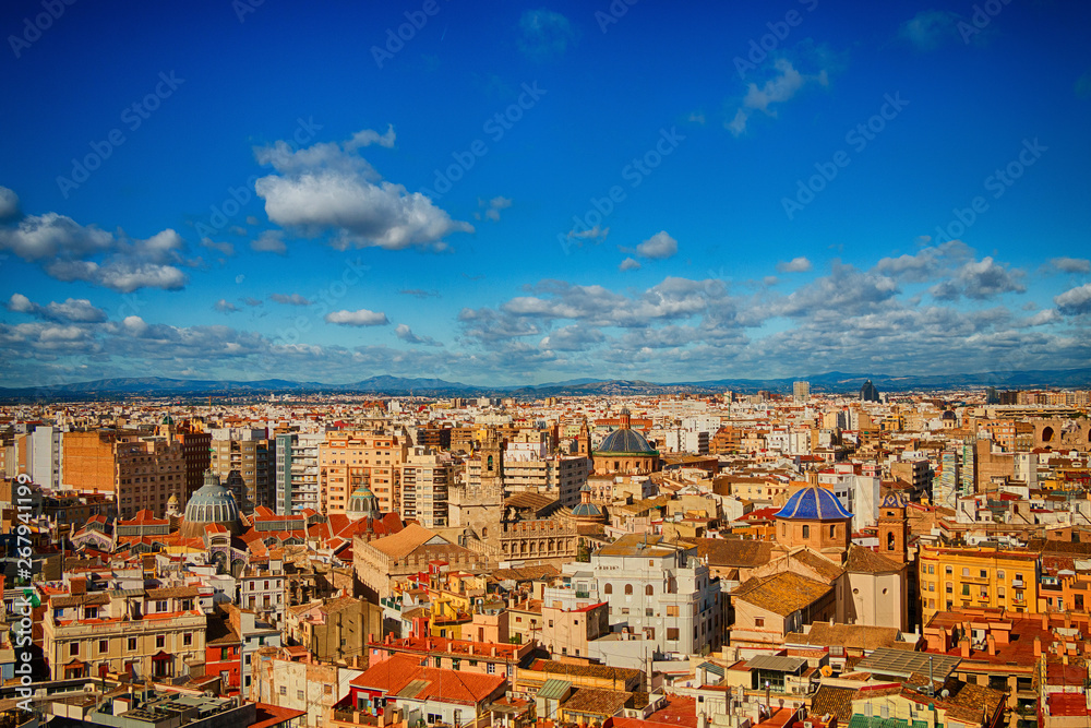Obraz premium Spain. Valencia. Panoramic photo. View of the city from a height