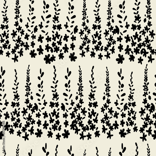  Floral vector seamless pattern. Simple stylized flowers and leaves background made with clipping mask for easy editing.