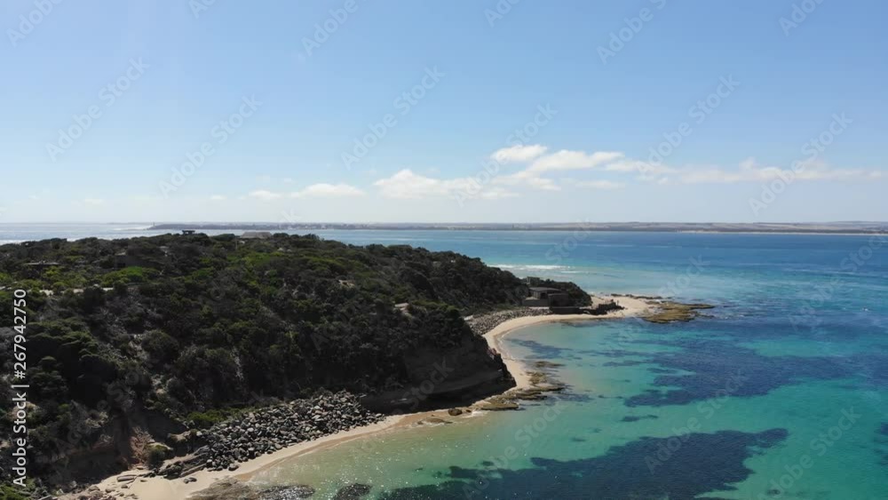 Panning shot of the bay on the Nepean Pennisula with beautiful blue water underneath. Panning shot of the bay on the Nepean Pennisula with beautiful blue water underneath.