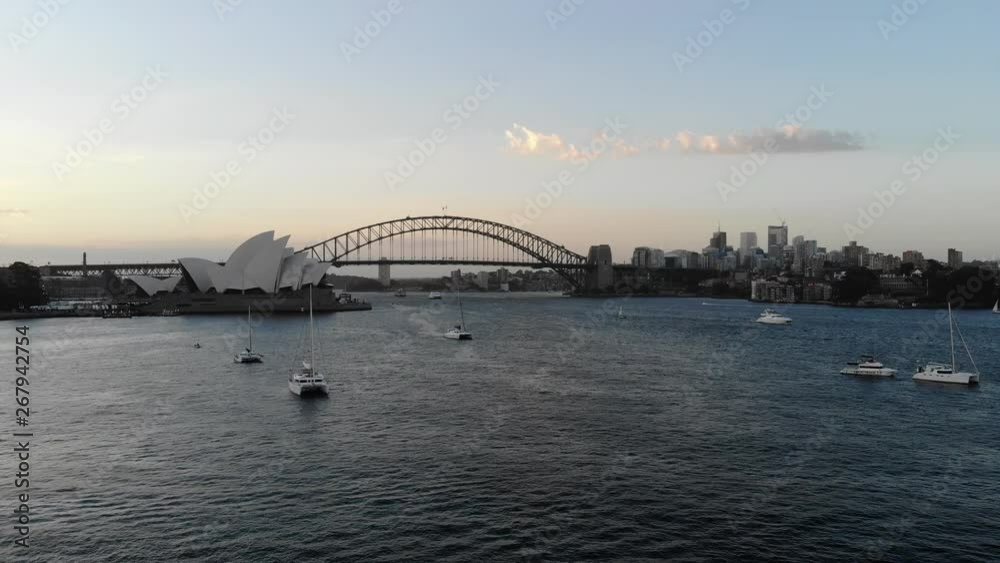Amazing aerial view of the Sydney Opera House with boats in the harbor. Amazing aerial view of the Sydney Opera House with boats in the harbor.