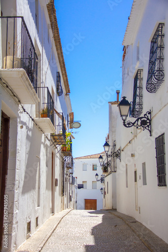 A traditional mediterranean street in Altea old town, Spain