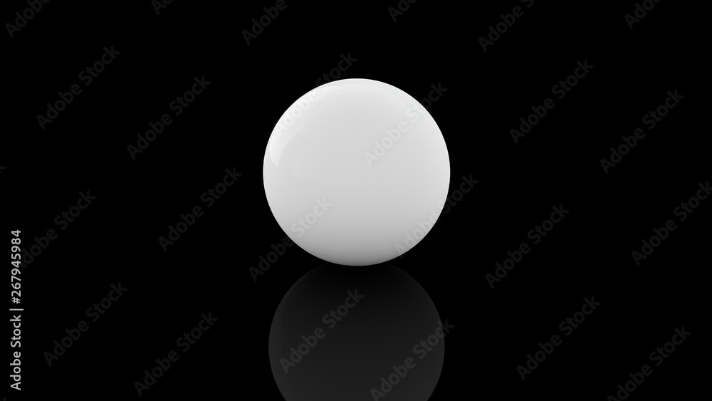 3D rendering of a white ball on a black background. 3D rendering of a white ball on a black background.