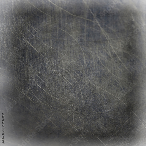 blank square gray abstract background / scratch texture, damaged wall surface