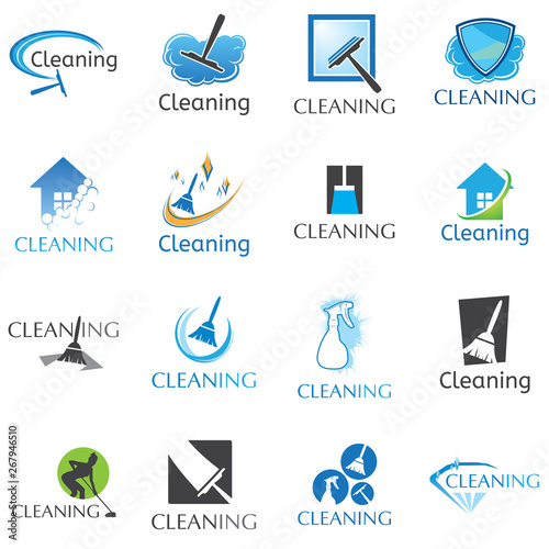 vector set of cleaning and sweep service logos