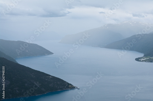 sognefjord seen from mountain over esefjord