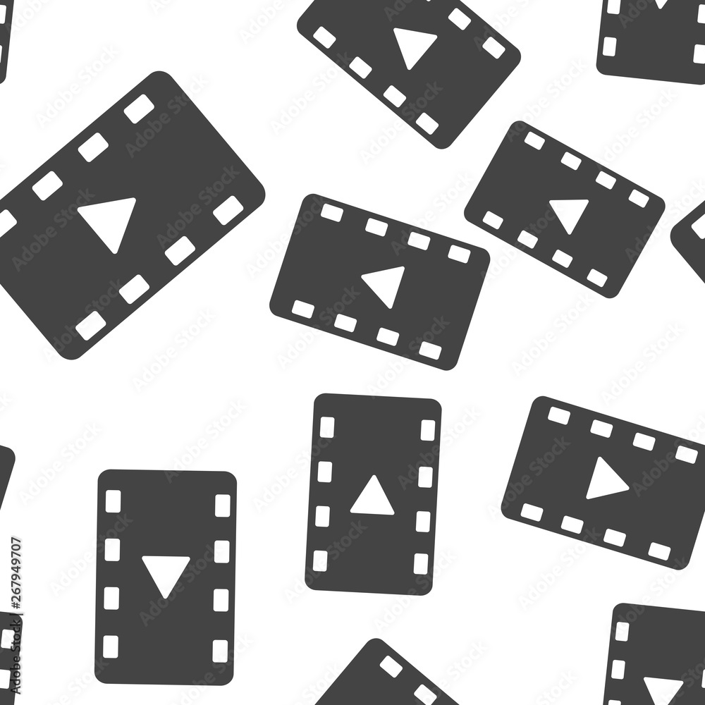 Fototapeta premium Video play icon. Vector illustration play video seamless pattern on a white background.