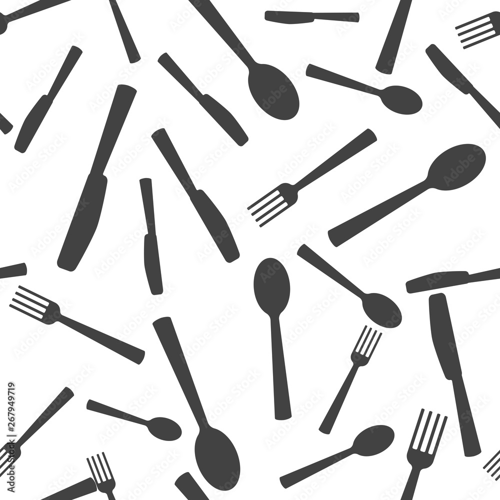 Vector set icon knife, fork, spoon. Cutlery. Table setting seamless pattern on a white background. Vector set icon knife, fork, spoon. Cutlery. Table setting seamless pattern on a white background.