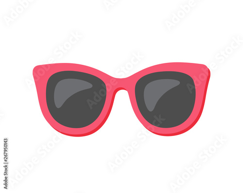 Summertime holiday elements vector, sunglasses isolated icon in flat style. Eyewear protecting eyes from sun rays. Cool red and black stylish accessories