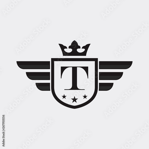 T initial Shield Wing logo vector