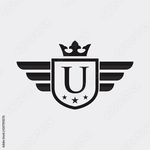 U initial Shield Wing logo vector