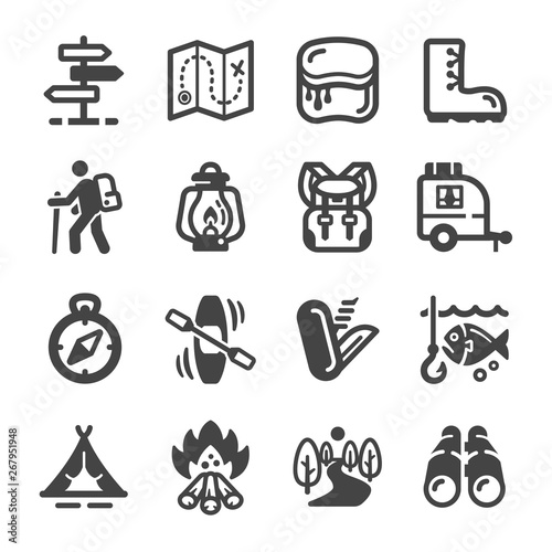 camping icon set