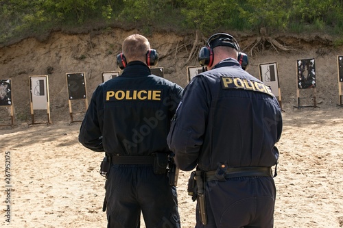 Police shooting practice at a shooting range