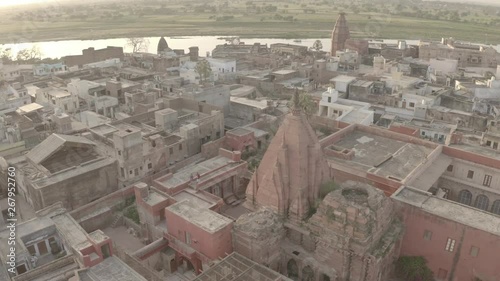 Vrindavan, city of 5000 temples. India, 4k aerial ungraded photo