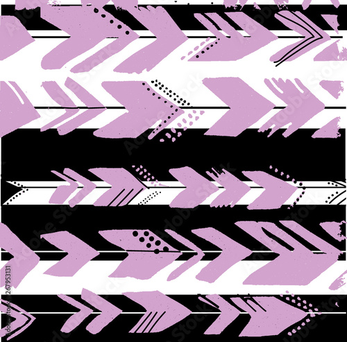 Seamless pattern with arrows. Stylish background in bohemian style. The texture of the paint. Multi-colored pens.