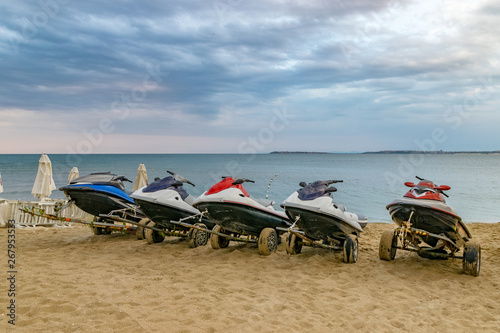 Obraz na płótnie Jet ski at the beach in Sunny Beach on the Black Sea coast of Bulgaria w salonie