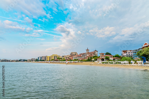 Obraz na płótnie Panoramic view of the Sunny Beach on the Black Sea coast of Bulgaria w salonie