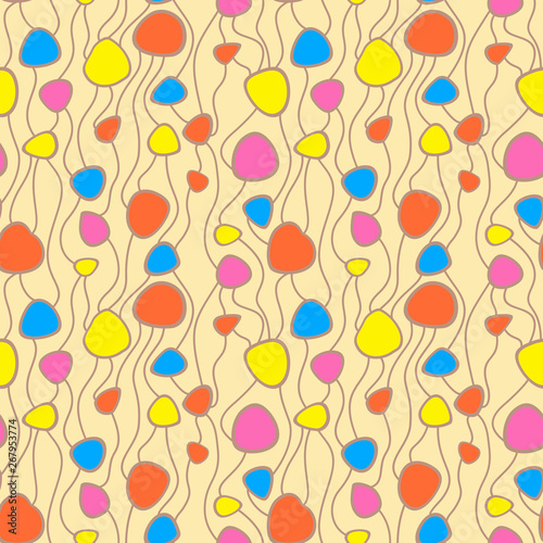 Abstract vector colorful seamless pattern. Retro hand drawn abstract organic pattern for textile, wrapping paper, prints, fabric, wallpaper, web etc.