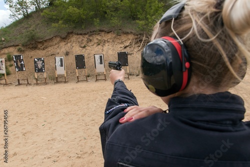 Police shooting practice at a shooting range